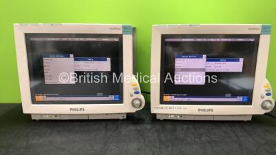 2 x Philips IntelliVue MP70 Anesthesia Monitors (Both Power Up) *G* *SN DE73175489, DE843A5695*