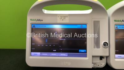 2 x Welch Allyn 6000 Series Vital Signs Monitors Including SpO2 and NIBP Options (Both Power Up, 1 with Missing Cover and Handle Cover-See Photos) - 2