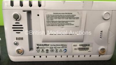 2 x Welch Allyn 6000 Series Vital Signs Monitors Including SpO2 and NIBP Options (Both Power Up, 1 with Missing Cover and Handle Cover-See Photos) - 6