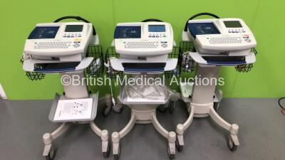 3 x Welch Allyn CP200 ECG Machines on Stand with 3 x 10 Lead ECG Leads (All Power Up)