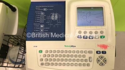 3 x Welch Allyn CP200 ECG Machines on Stand with 3 x 10 Lead ECG Leads (All Power Up) - 4