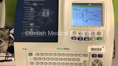 3 x Welch Allyn CP200 ECG Machines on Stand with 3 x 10 Lead ECG Leads (All Power Up with 1 x Display Damage - See Photo) - 2