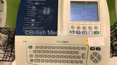 3 x Welch Allyn CP200 ECG Machines on Stand with 3 x 10 Lead ECG Leads (All Power Up with 1 x Display Damage - See Photo) - 3