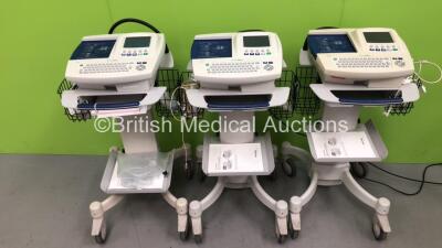 3 x Welch Allyn CP200 ECG Machines on Stand with 3 x 10 Lead ECG Leads (All Power Up)