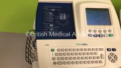 3 x Welch Allyn CP200 ECG Machines on Stand with 3 x 10 Lead ECG Leads (All Power Up) - 2