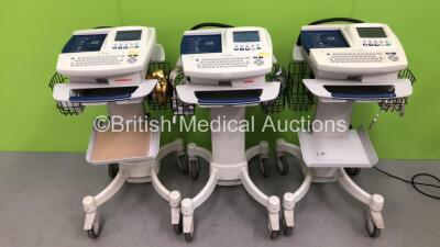 3 x Welch Allyn CP200 ECG Machines on Stand with 2 x 10 Lead ECG Leads (All Power Up)