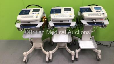 3 x Welch Allyn CP200 ECG Machines on Stand with 3 x 10 Lead ECG Leads (All Power Up)