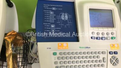 3 x Welch Allyn CP200 ECG Machines on Stand with 3 x 10 Lead ECG Leads (All Power Up) - 3