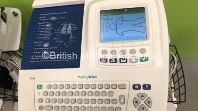 3 x Welch Allyn CP200 ECG Machines on Stand with 3 x 10 Lead ECG Leads (All Power Up) - 2