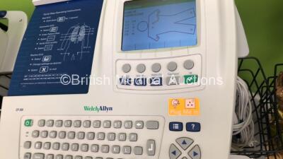 3 x Welch Allyn CP200 ECG Machines on Stand with 3 x 10 Lead ECG Leads (All Power Up) - 3