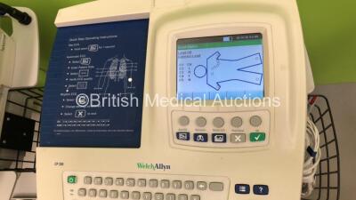 3 x Welch Allyn CP200 ECG Machines on Stand with 3 x 10 Lead ECG Leads (All Power Up) - 2