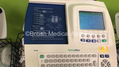 3 x Welch Allyn CP200 ECG Machines on Stand with 3 x 10 Lead ECG Leads (All Power Up) - 3