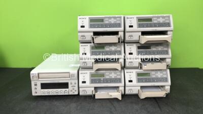 Job Lot Including 6 x Sony UP-21MD Color Video Printers (All Power Up with Damage-See Photos) 1 x Sony DV0-100MD DVD Recorder (Powers Up)