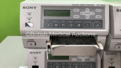 Job Lot Including 6 x Sony UP-21MD Color Video Printers (All Power Up with Damage-See Photos) 1 x Sony DV0-100MD DVD Recorder (Powers Up) - 2