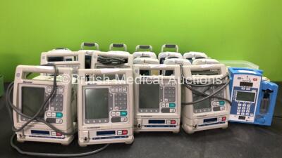 Job Lot Including 8 x Carefusion Alaris VP Plus Guardrails Infusion Pumps (1 x Missing Handle) with 8 x IVAC 180 Flow Sensors, 1 x Carefusion Alaris GP Plus Infusion Pump, 1 x Cardinal Health Alaris GP Plus Infusion Pump, 6 x Baxter Colleague Infusion Pum