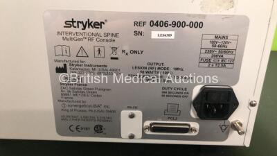 Stryker RF MultiGen Radiofrequency Generator Console Ref 0406-900-000 with 2 x Leads (Powers Up) - 5