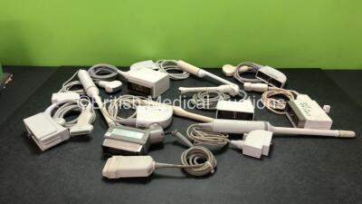 Job Lot of Ultrasound Transducers / Probes Including 1 x Siemens Acuson 15L8w, 1 x Hewlett Packard 21258B (Damaged Cable), 2 x Siemens 4515156 (1 x Damaged Head), 1 x Siemens EC9-4 (Damaged Cable), 1 x GE MTZ (Damaged Head / Casing), 1 x GE S222 (Worn Hea