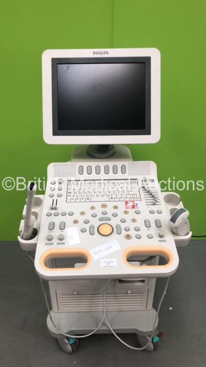 Philips HD7 XE Flat Screen Ultrasound Scanner *S/N CI51100131* **Mfd 02/2010** with 2 x Transducers / Probes (C5-2 and C8-4v) (HDD REMOVED)