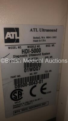 Philips HDI 5000 Sono CT Ultrasound Scanner *S/N 01WQQ7* **Mfd 11/2001** with 3 x Transducers / Probes (P7-4 / C7-4 and L12-5) (Powers Up with Error - See Pictures) ***IR480*** - 6