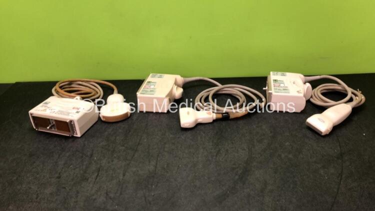 Job Lot Including 1 x Toshiba PLT-805AT Ultrasound Transducer / Probe *Mfd - 11/2007*, 1 x Toshiba PVT-375BT Convex Array Ultrasound Transducer / Probe *Mfd - 06/2013* and 1 x Toshiba PLT-1204AX Ultrasound Transducer / Probe *Mfd - 08/2007* (All Untested,