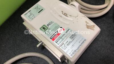 Job Lot Including 1 x Toshiba PLT-805AT Ultrasound Transducer / Probe *Mfd - 11/2007*, 1 x Toshiba PVT-375BT Convex Array Ultrasound Transducer / Probe *Mfd - 06/2013* and 1 x Toshiba PLT-1204AX Ultrasound Transducer / Probe *Mfd - 08/2007* (All Untested, - 7