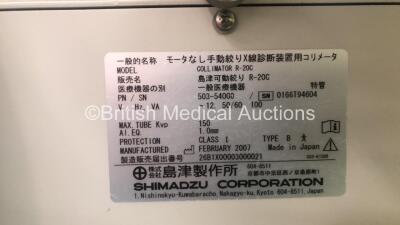 Shimadzu Mobile Art Plus Mobile X-Ray System MUX-100H (Powers Up with Donor Key - Key Not Included) *S/N 0262Z16605* **Mfd 02/2007** - 5