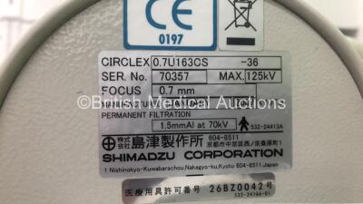 Shimadzu Mobile Art Plus Mobile X-Ray System MUX-100H (Powers Up with Donor Key - Key Not Included) *S/N 0262Z16605* **Mfd 02/2007** - 6