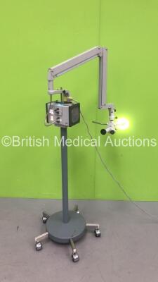 Zeiss OPMI 99 Surgical Microscope with Binoculars, 2 x Eyepieces and Zeiss f 200 T* Lens on Stand (Powers Up with Good Bulb - Damage to Eyepiece - See Pictures)