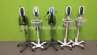 5 x Welch Allyn SPOT Vital Signs Monitors on Stands (All Power Up) *S/N 201001157 / 200800541 / 201415970 / 200802853 / 200800907*