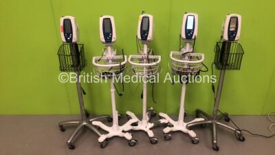 5 x Welch Allyn SPOT Vital Signs Monitors on Stands (All Power Up) *S/N 201001847 / 201114869 /. 201008949 /.200800560 / 200302432*