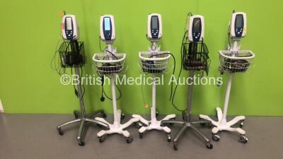 5 x Welch Allyn SPOT Vital Signs Monitors on Stands (All Power Up) *S/N 201415953 / 201312572 / 200802411 / 201415957*