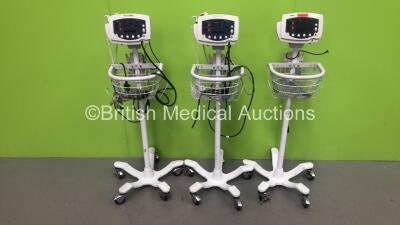 2 x Welch Allyn 53NT0 Vital Signs Monitor on Stands and 1 x Welch Allyn 53N00 Vital Signs Monitor on Stand (All Power Up) *S/N JA11096 / JA089523 / JA89902*