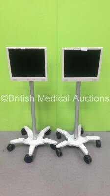 2 x Datex-Ohmeda Monitors on Stands (Both No Power) *S/N NA*