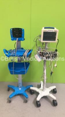 1 x GE Carescape V100 Dinamap Patient Monitor on Stand and 1 x Welch Allyn Propaq CS Model 242 Monitor on Stand, Both with Power Supplies and Various Leads (Both Power Up) *SH614503428SA*