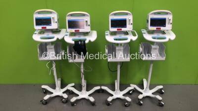 4 x Welch Allyn 6000 Series Patient Monitors on Stands (All Power Up-All Cracks to Plastic Rear Trim-See Photos)