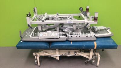 1 x Seers Medical Electric 3 Way Patient Examination Couch with Controller (Powers Up - Looks New) and 1 x Nesbit Evans Hydraulic Patient Examination Couch (Hydraulics Tested Working)