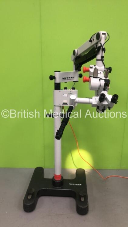 Wild Heerbrugg M650 Surgical Microscope with Binoculars, Training Arm, 3 x 10x/21 Eyepieces and Wild Heerbrugg f=200 Lens on Wild MS-C Stand (Powers Up with Good Bulb)