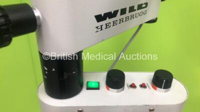 Wild Heerbrugg M650 Surgical Microscope with Binoculars, Training Arm, 3 x 10x/21 Eyepieces and Wild Heerbrugg f=200 Lens on Wild MS-C Stand (Powers Up with Good Bulb) - 5