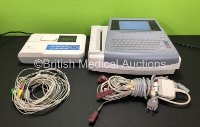 Job Lot Including 1 x GE MAC 1600 ECG Machine with 10 Lead ECG Cable and 1 x Contec ECG100G-VET Digital Single Channel ECG Machine with 5 Lead ECG Cable (Both Power Up)