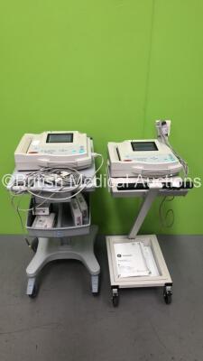 2 x GE Mac 1200 ST ECG Machines on Stands with 2 x 10 Lead ECG Leads (Both Power Up) *GI*