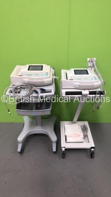 2 x GE Mac 1200 ST ECG Machines on Stands with 2 x 10 Lead ECG Leads (Both Power Up) *GI*