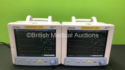 2 x Mindray Datascope Trio Patient Monitors Including ECG, SpO2, T1 and BP Options (All Power Up) *RI*