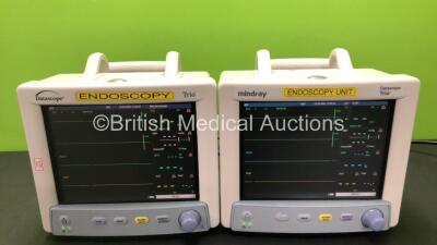 2 x Mindray Datascope Trio Patient Monitors Including ECG, SpO2, T1 and BP Options (All Power Up) *RI*