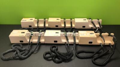 6 x Welch Allyn 767 Series Wall Mounted Ophthalmoscope Transformers with 2 x Attachments (2 x Wear to Cables - See Photos) *RI*