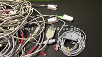 Mixed Lot Including 1 x Welch Allyn 767 Series Wall Mounted Ophthalmoscope Transformer with 1 x Attachment, 1 x Keeler Vista Ophthalmoscope (Damaged Plug and Wear to Cable - See Photos) and Various Patient Monitoring Cables *RI* - 9