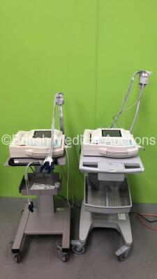 2 x GE Mac 1200 ST ECG Machines on Stands with 2 x 10 Lead ECG Leads (Both Power Up) *GI*