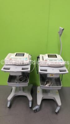 2 x GE Mac 1200 ST ECG Machines on Stands with 2 x 10 Lead ECG Leads (Both Power Up) *GI*