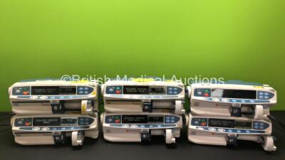 Job Lot Including 3 x CareFusion Alaris CC Syringe Pumps and 3 x Cardinal Health Alaris CC Syringe Pumps (5 x Power Up, 5 x Require Service, 1 x No Power, 1 x Missing Casing - See Photos) *RI*