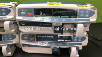 Job Lot Including 4 x CareFusion Alaris GH Guardrails Plus Syringe Pumps and 2 x Alaris Asena GH MK III Syringe Pumps (4 x Power Up, 2 x Require Service, 1 x Draws Power Does Not Power Up, 1 x No Power) - 4