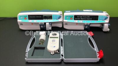 Mixed Lot Including 2 x CareFusion Alaris PK Syringe Pumps (Both Power Up, 1 x Requires Service, 1 x Error Code SF3) and 1 x Cardinal Health Micro Spirometer in Case *SN 800504089 / 800504108 / 06801-54221*